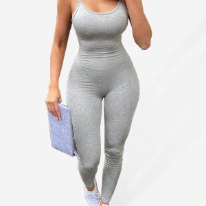 Women's New Fashion Solid Color Yoga Sports Jumpsuit