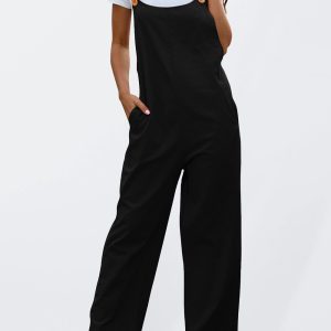 Women's Woven Retro Casual Long Overalls