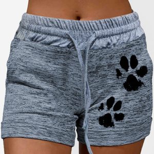 Women's printed bottoming quick-drying shorts yoga pants casual sports waist elastic shorts