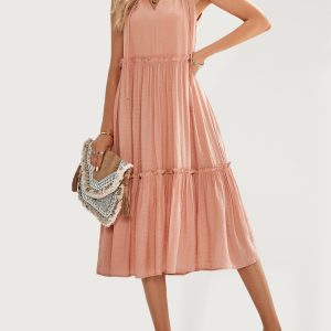 Women's Solid Color Casual V-Neck Sleeveless Loose Dress