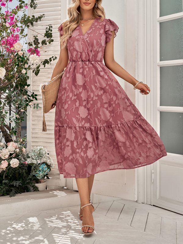 Women's Ruffle Sleeve Floral Patterned Dress - Image 9