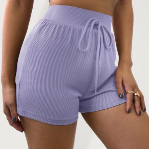 Women's knitted casual all-match ribbed shorts
