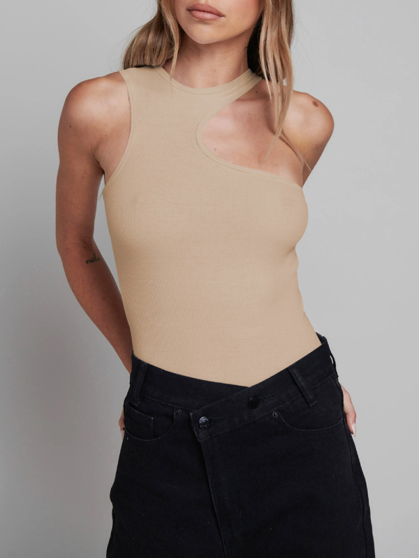 Women's knitted sexy ribbed tight sleeveless hollow all-match jumpsuit - Image 2