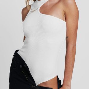 Women's knitted sexy ribbed tight sleeveless hollow all-match jumpsuit