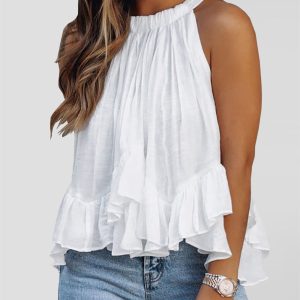 New print halter neck adjustable strappy vest