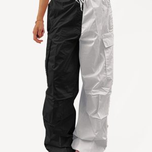 Women's High Waist Wide Leg Loose Tether Straight Leg Cargo Pants