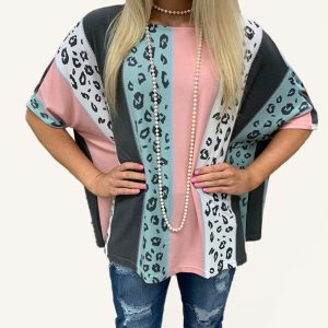 Printed half-sleeve loose casual pullover top