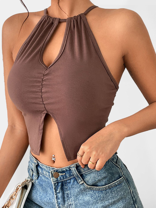 Summer New Hollow Spice Girl Top Sexy Tight Halter Neck Camisole - Image 2
