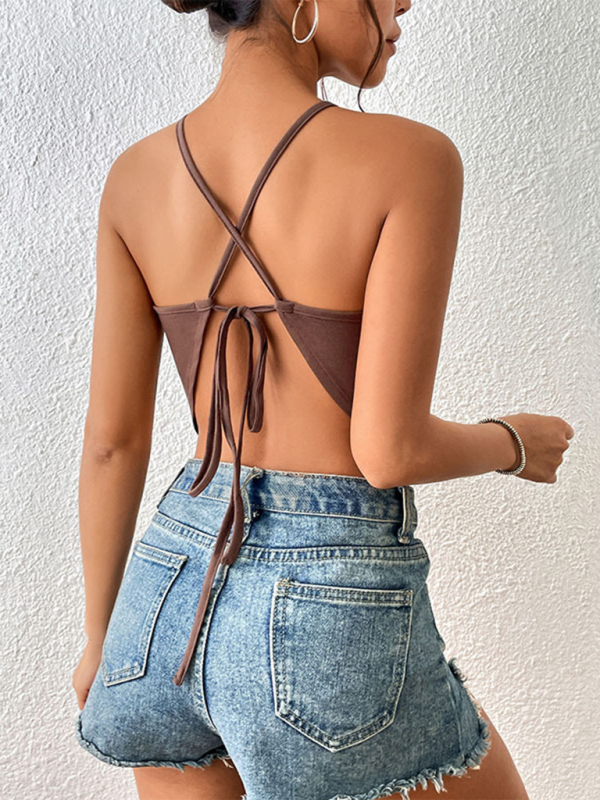 Summer New Hollow Spice Girl Top Sexy Tight Halter Neck Camisole - Image 5