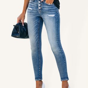 Denim Slim Ripped High Stretch Ladies Denim Trousers