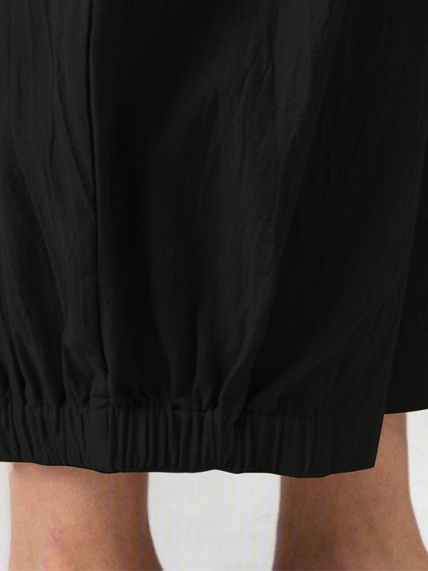 Loose Harem Pants High Waist Cotton Linen Cropped Pants Wide Leg Women's Pants - Image 24
