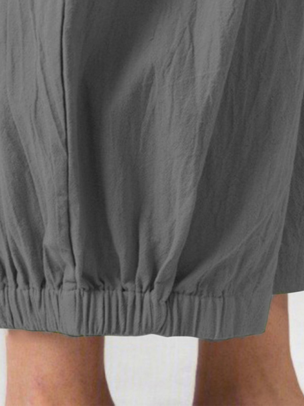 Loose Harem Pants High Waist Cotton Linen Cropped Pants Wide Leg Women's Pants - Image 14