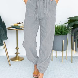 Women's Solid Color High Waist Casual Cropped Pants