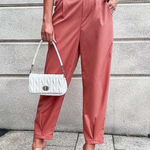 Women's Woven Casual Elastic Waist Cropped Pants