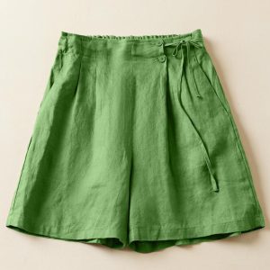 Women's Woven Cotton Linen Baggy Shorts