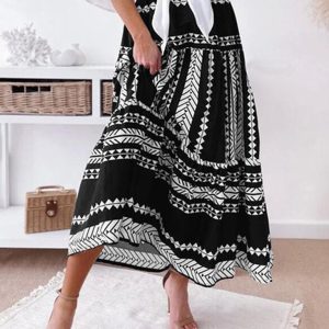 Women's Ethnic Style Irregular Stripe Printed Skirt