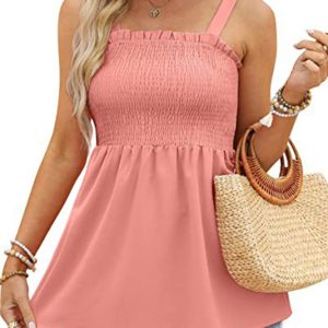 Women's Solid Color Camisole Ruffle Pleated Tank Top