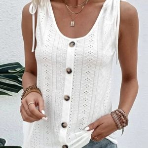 Women's Single Breasted Casual Solid Color U-Neck Tank Top