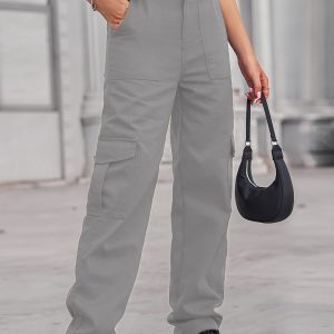 New denim semi-elastic design personality all-match overalls trousers