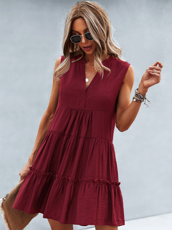 Women's Solid Color V-Neck Sleeveless Dress - Image 12