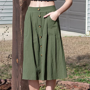 Women's Casual Button High Waist Skirt