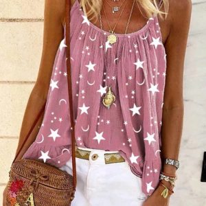 Casual V-neck star print vest camisole top