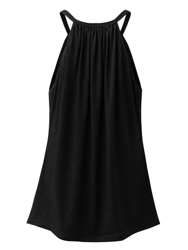 Casual solid color cotton round neck sleeveless loose large pullover t-shirt - Image 4