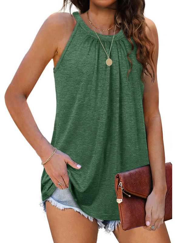 Casual solid color cotton round neck sleeveless loose large pullover t-shirt - Image 10