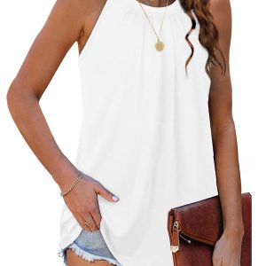 Casual solid color cotton round neck sleeveless loose large pullover t-shirt