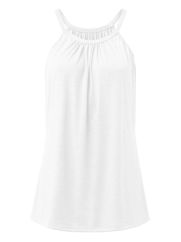 Casual solid color cotton round neck sleeveless loose large pullover t-shirt - Image 3