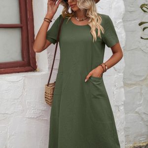 Women's Casual Solid Knit Dress with Pockets