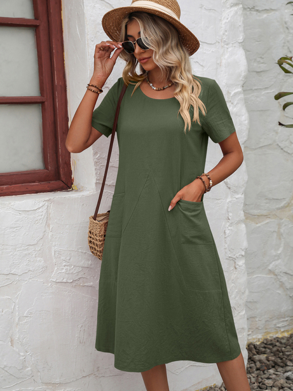 Women's Casual Solid Knit Dress with Pockets