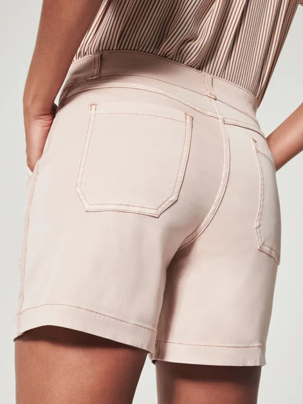 New fashion all-match women's high elastic twill large pocket solid color casual shorts - Image 20