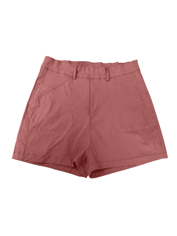 New fashion all-match women's high elastic twill large pocket solid color casual shorts - Image 12