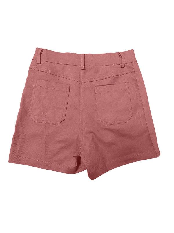 New fashion all-match women's high elastic twill large pocket solid color casual shorts - Image 13