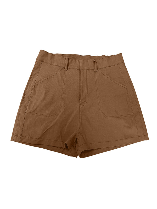 New fashion all-match women's high elastic twill large pocket solid color casual shorts - Image 17
