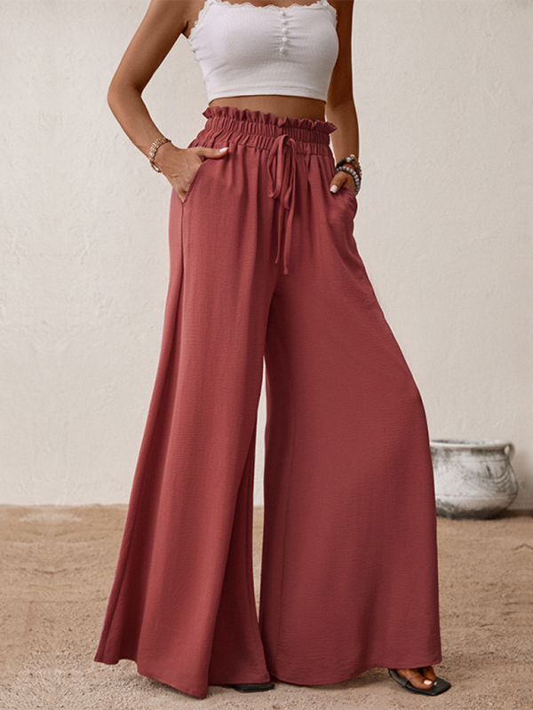 New fashion big horn solid color wide-leg pants - Image 3