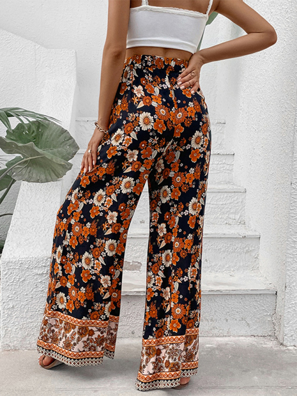 New floral fashion print wide-leg pants - Image 3