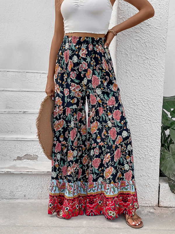 New floral fashion flared wide-leg pants - Image 4
