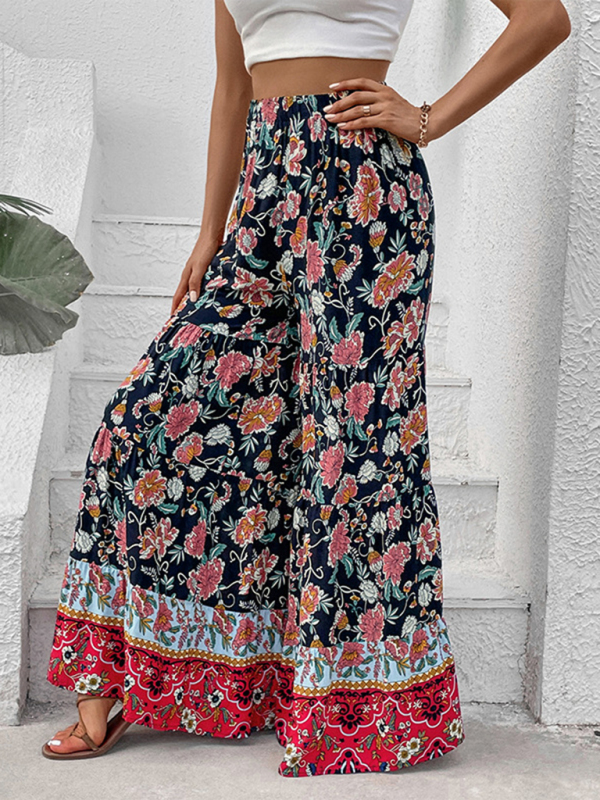 New floral fashion flared wide-leg pants - Image 5