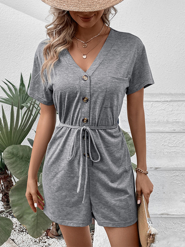 New casual elegant solid color v-neck jumpsuit - Image 4