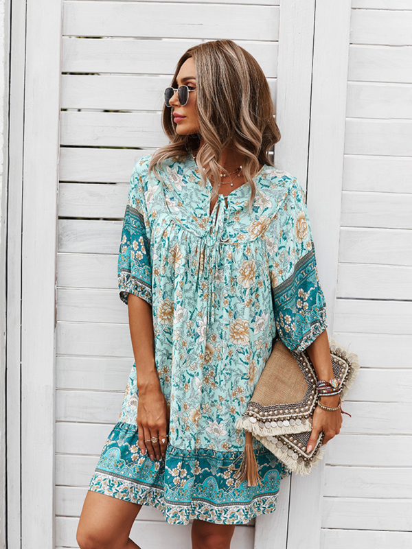 New casual V-neck positioning flower new product loose skirt - Image 15