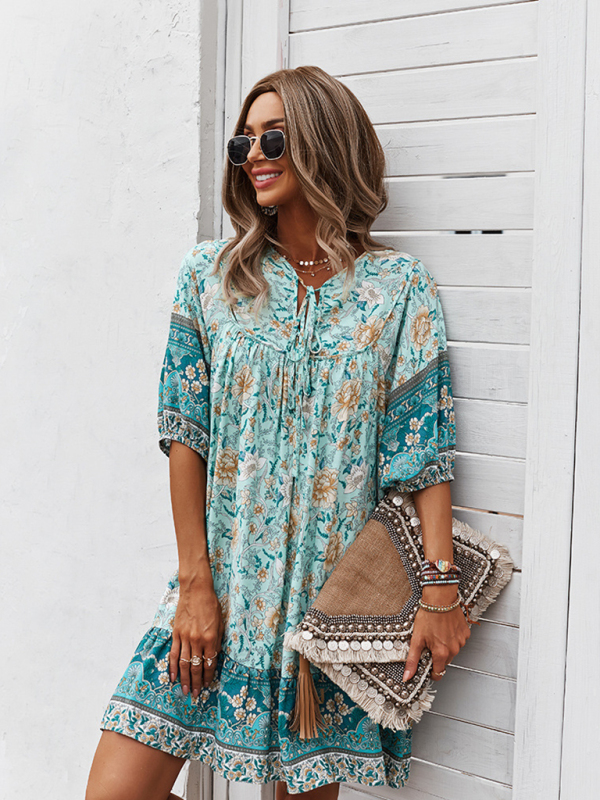 New casual V-neck positioning flower new product loose skirt - Image 17