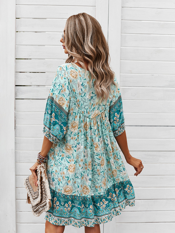 New casual V-neck positioning flower new product loose skirt - Image 14