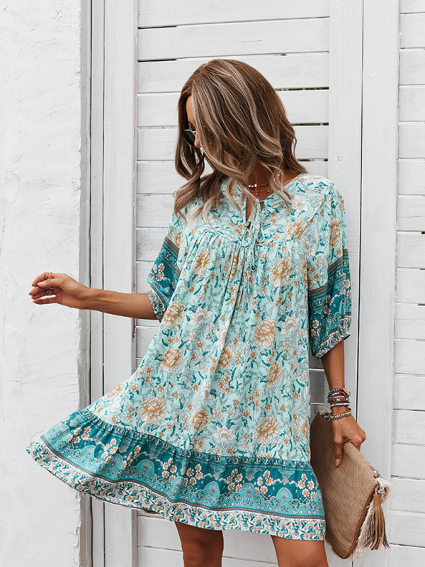 New casual V-neck positioning flower new product loose skirt - Image 16