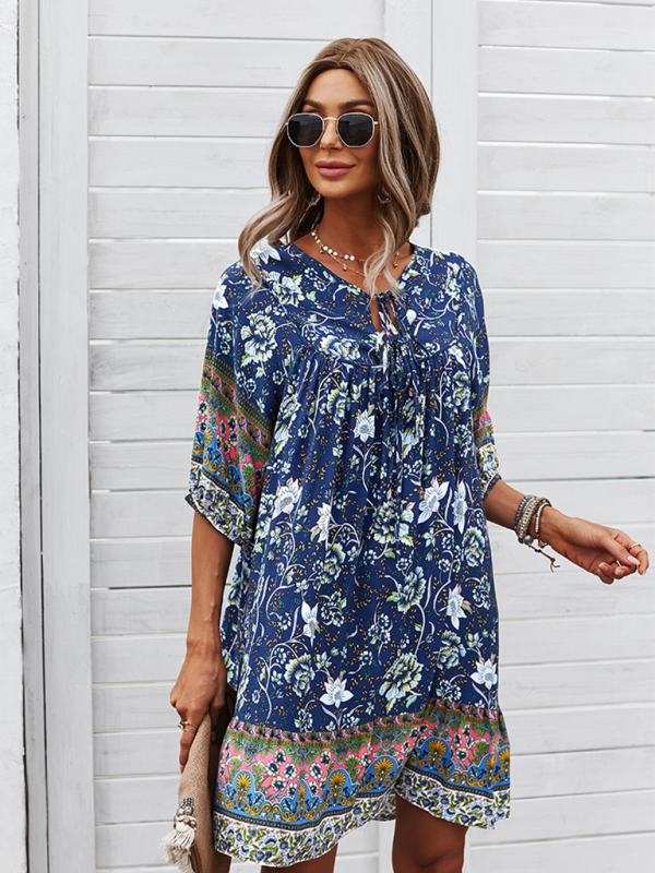 New casual V-neck positioning flower new product loose skirt - Image 24