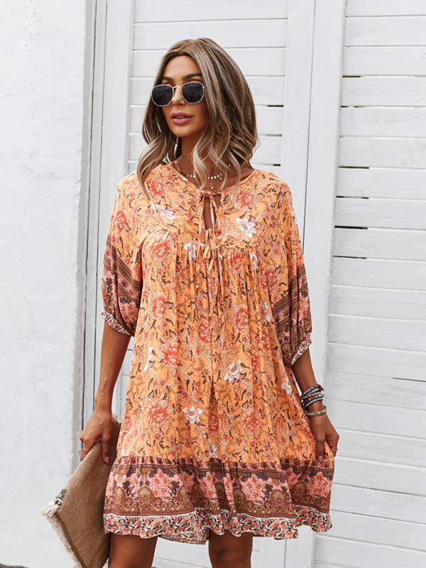 New casual V-neck positioning flower new product loose skirt - Image 21