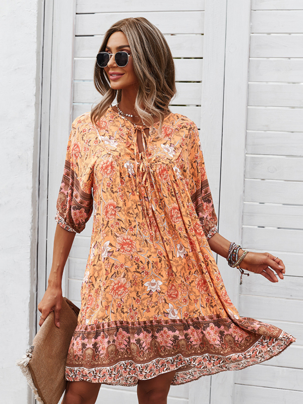 New casual V-neck positioning flower new product loose skirt - Image 4