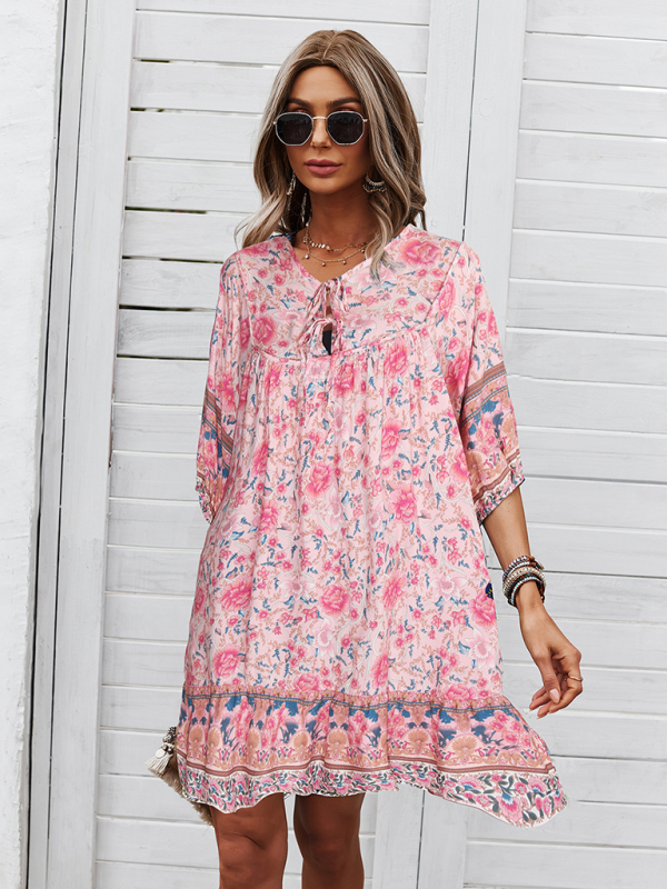 New casual V-neck positioning flower new product loose skirt - Image 6