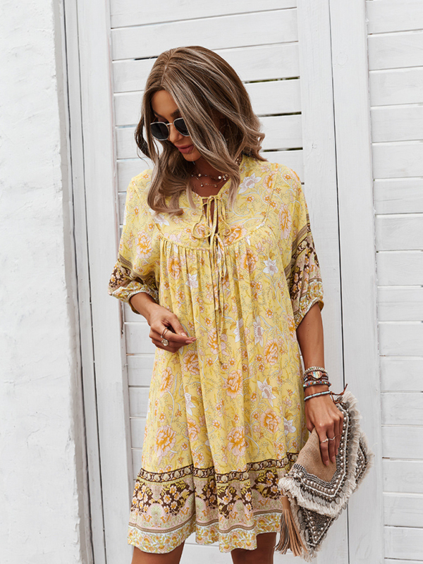 New casual V-neck positioning flower new product loose skirt - Image 12